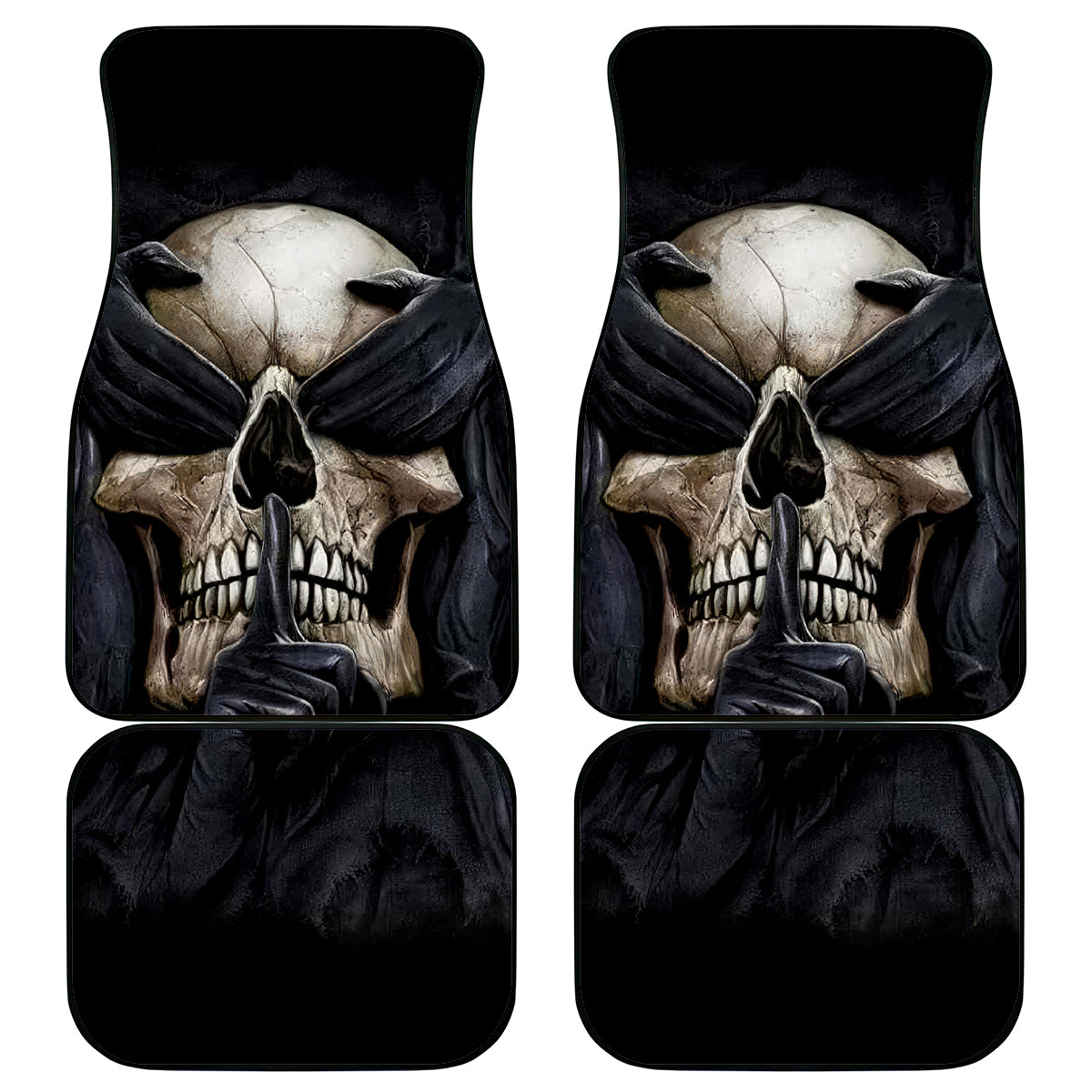 Skull Car Mats No See Evil Red Rose Jean - Wonder Print Shop