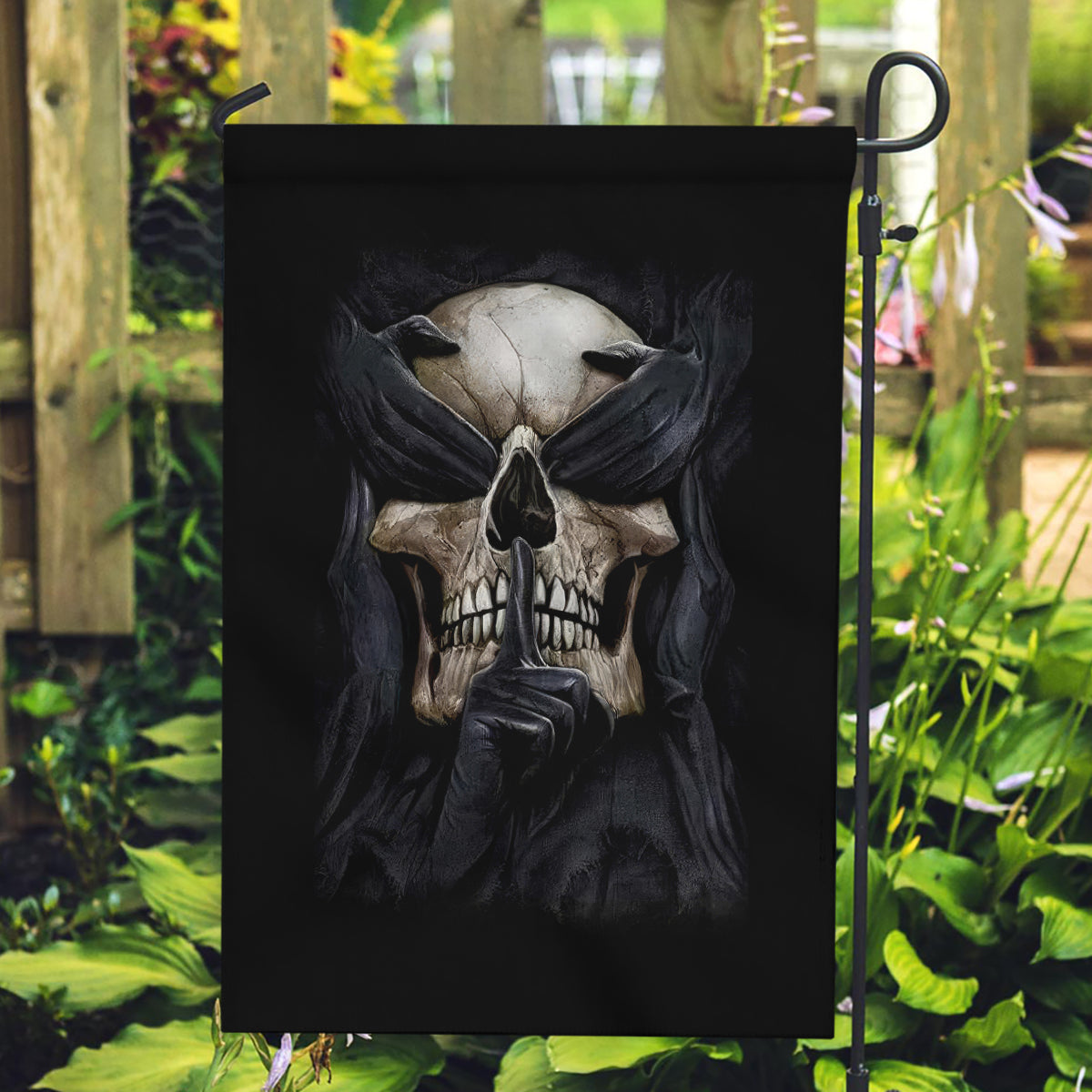 Skull Garden Flag No See Evil Red Rose Jean - Wonder Print Shop