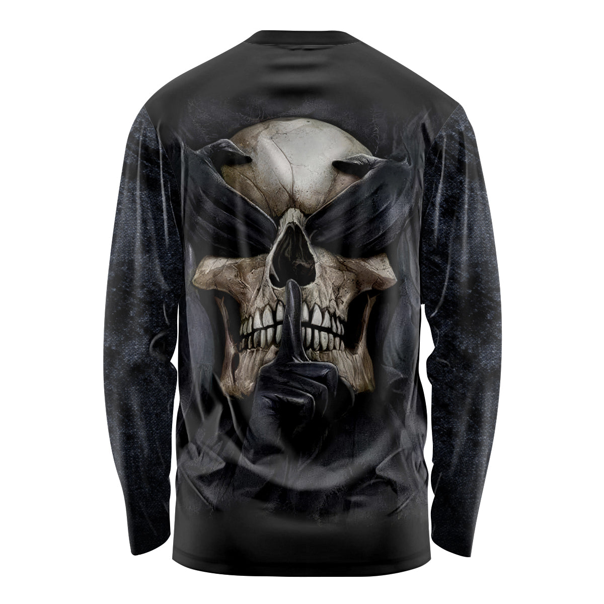Skull Long Sleeve Shirt No See Evil Red Rose Jean - Wonder Print Shop