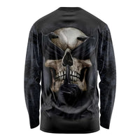 Skull Long Sleeve Shirt No See Evil Red Rose Jean - Wonder Print Shop