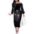 Skull Off The Shoulder Long Sleeve Dress No See Evil Red Rose Jean - Wonder Print Shop
