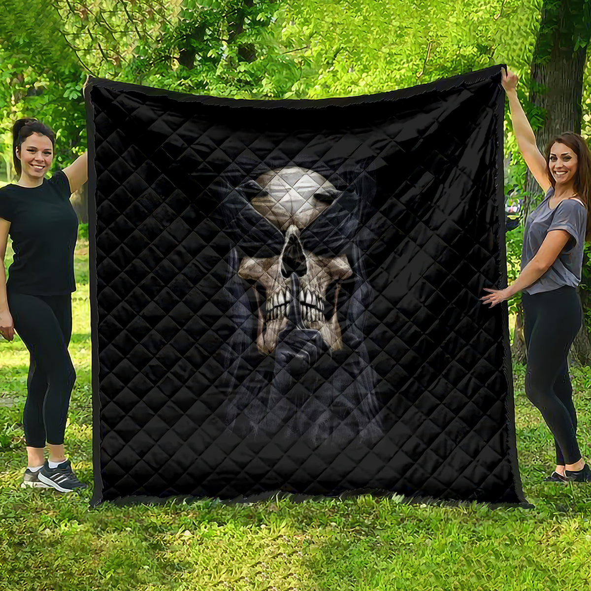 Skull Quilt No See Evil Red Rose Jean - Wonder Print Shop