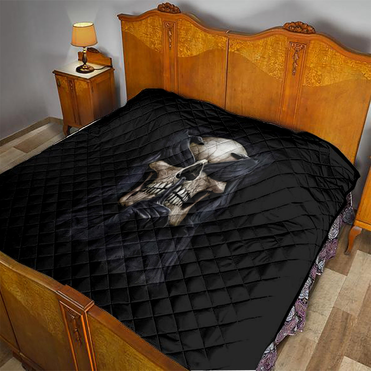 Skull Quilt No See Evil Red Rose Jean - Wonder Print Shop