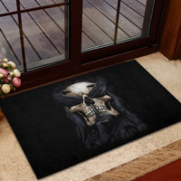 Skull Rubber Doormat No See Evil Red Rose Jean - Wonder Print Shop