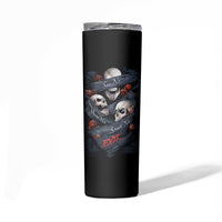 Skull Skinny Tumbler No See Evil Red Rose Jean - Wonder Print Shop