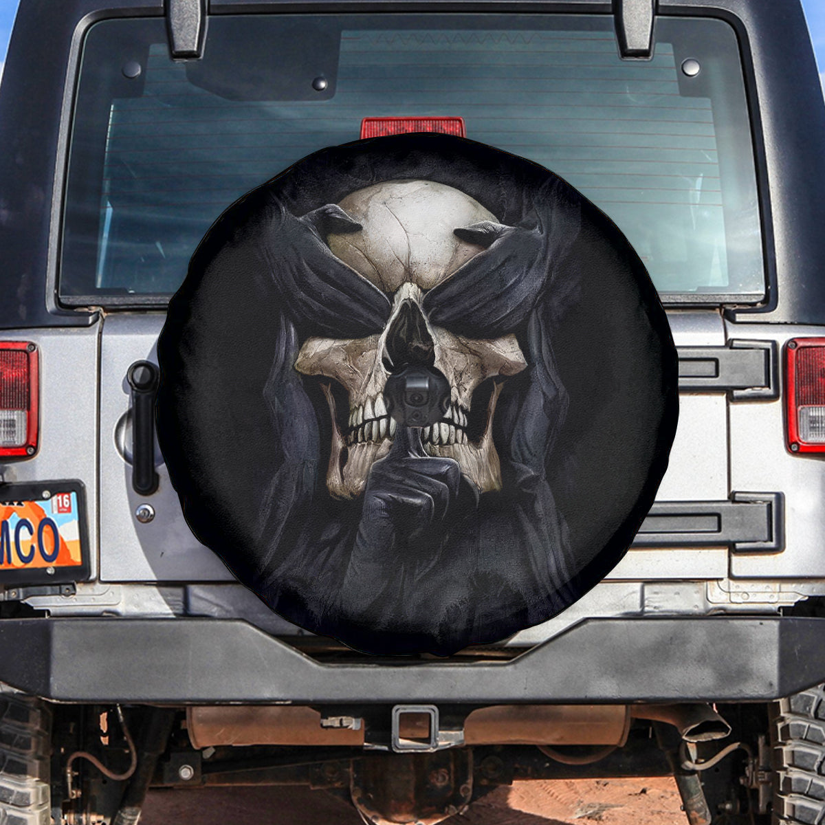 Skull Spare Tire Cover No See Evil Red Rose Jean - Wonder Print Shop