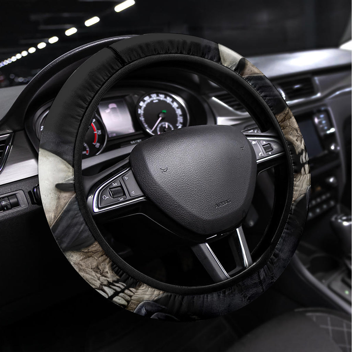 Skull Steering Wheel Cover No See Evil Red Rose Jean - Wonder Print Shop