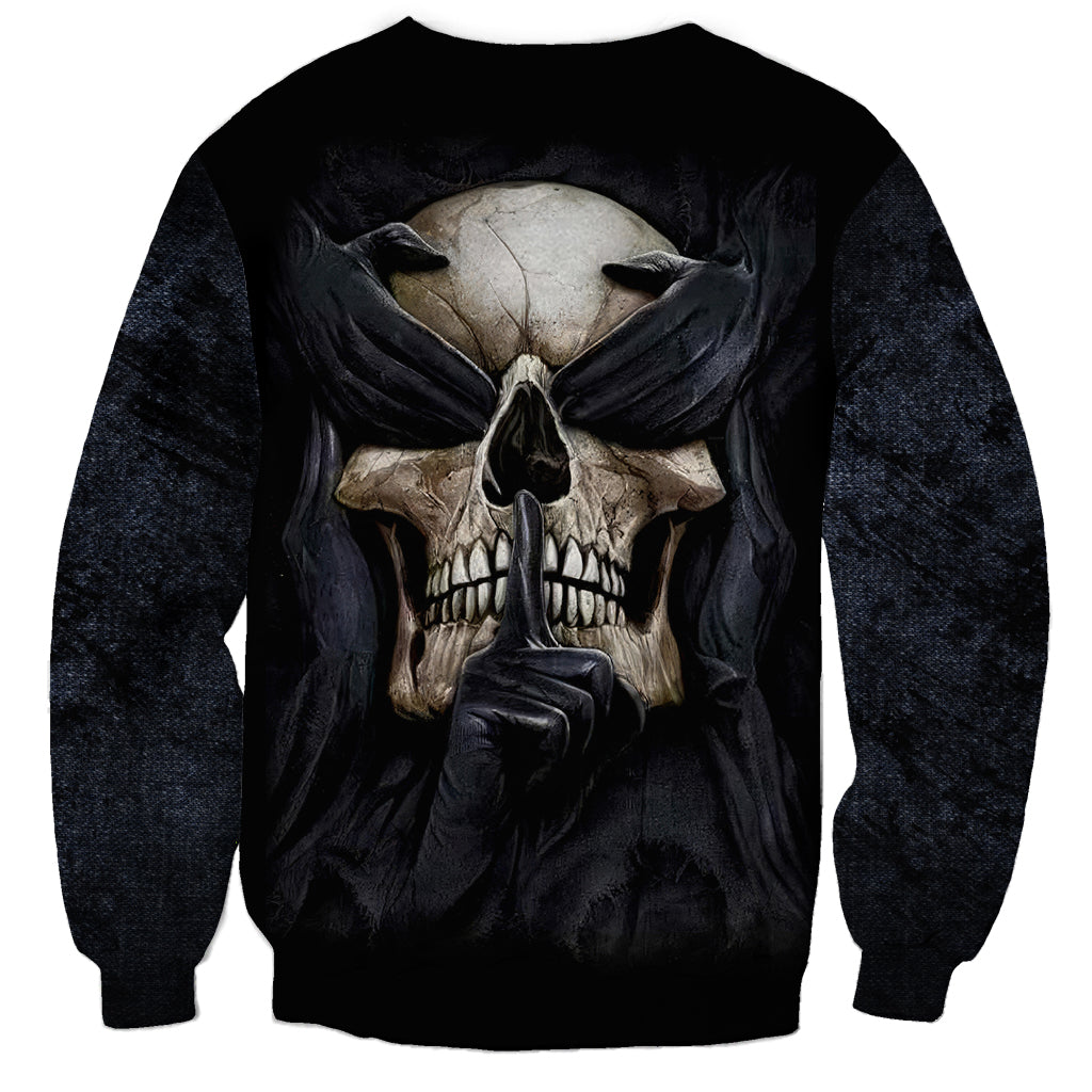 Skull Sweatshirt No See Evil Red Rose Jean - Wonder Print Shop