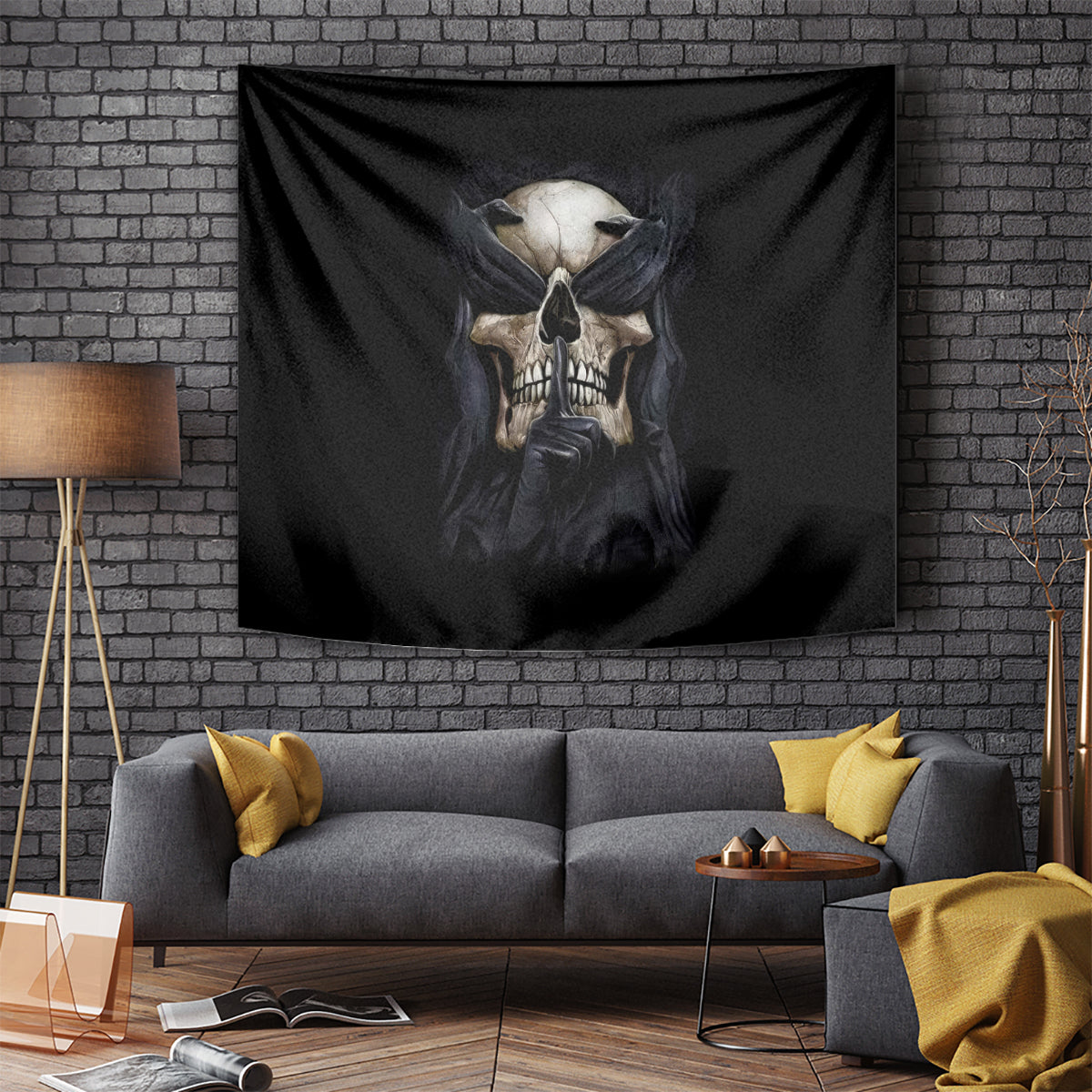 Skull Tapestry No See Evil Red Rose Jean - Wonder Print Shop