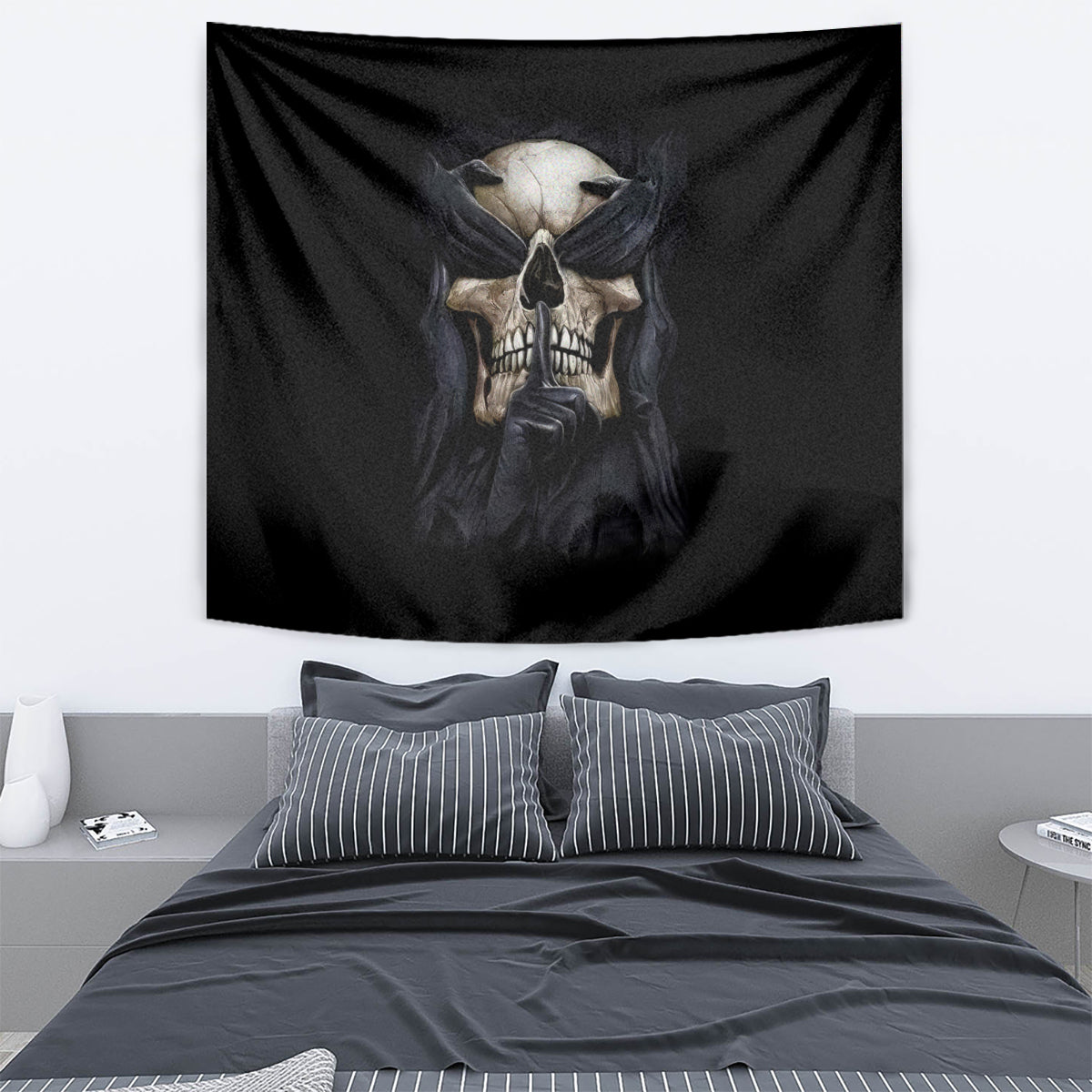 Skull Tapestry No See Evil Red Rose Jean - Wonder Print Shop