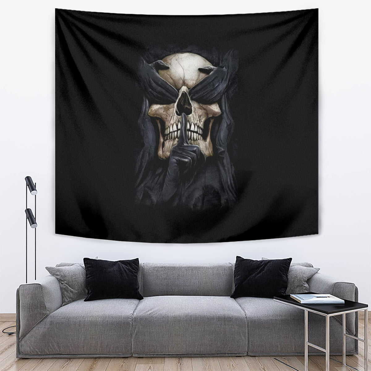 Skull Tapestry No See Evil Red Rose Jean - Wonder Print Shop