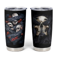 Skull Tumbler Cup No See Evil Red Rose Jean - Wonder Print Shop