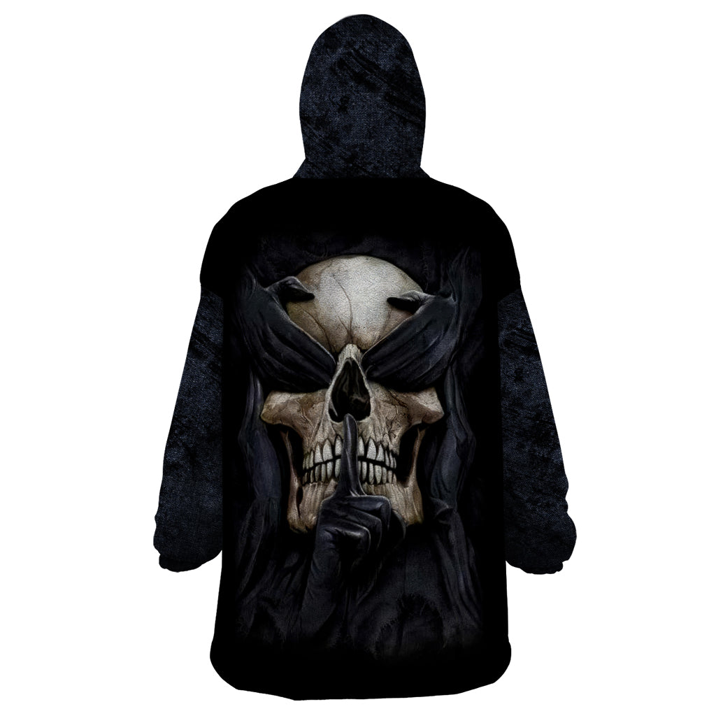 Skull Wearable Blanket Hoodie No See Evil Red Rose Jean - Wonder Print Shop