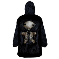 Skull Wearable Blanket Hoodie No See Evil Red Rose Jean - Wonder Print Shop