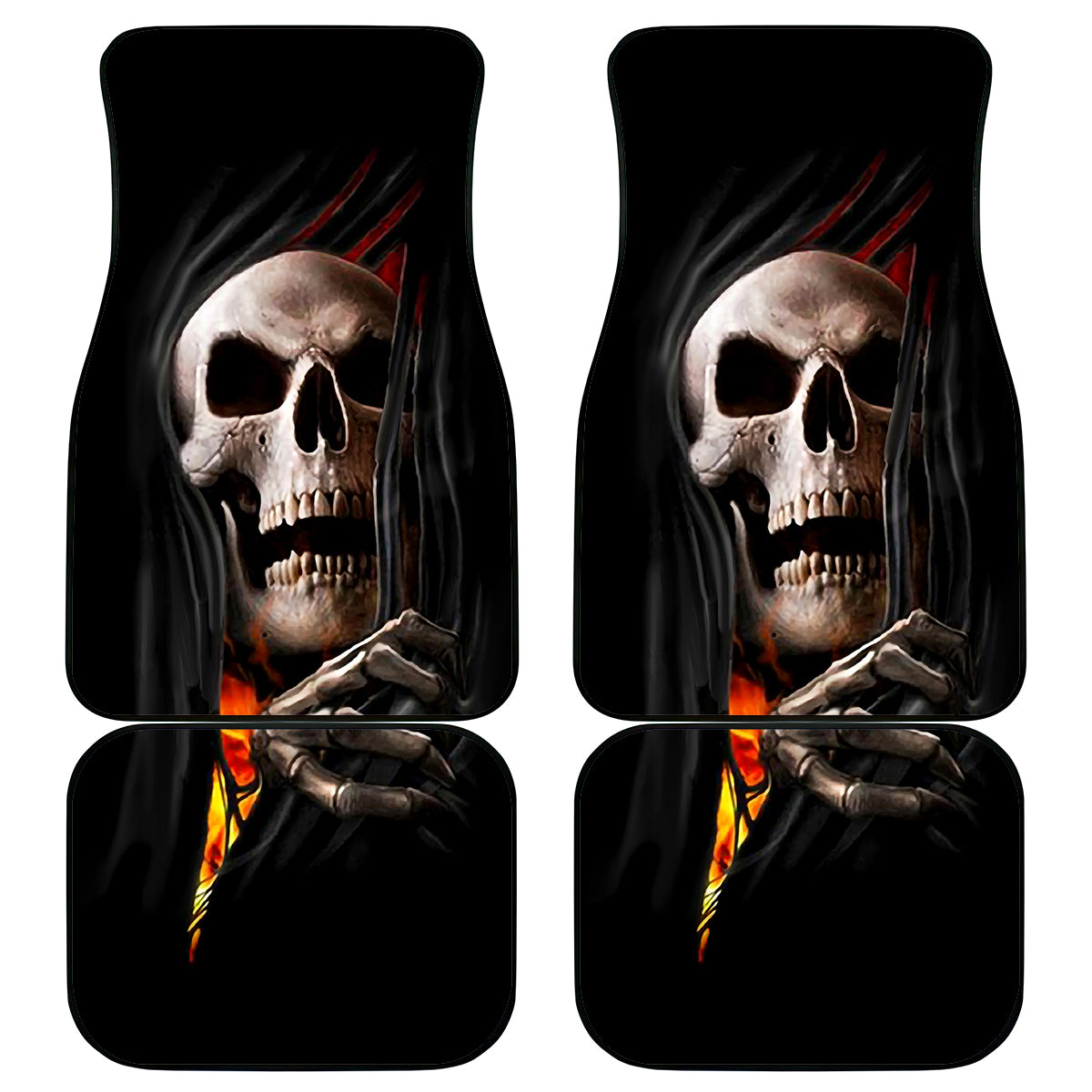 Skull Car Mats Skeleton Ripped Inside Flame - Wonder Print Shop