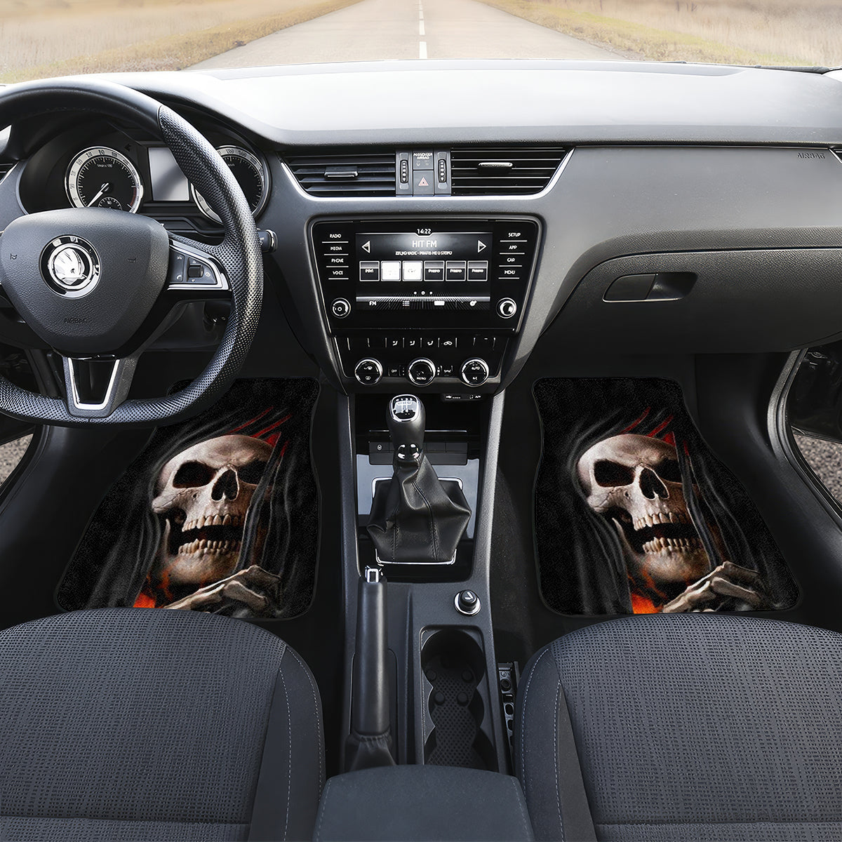 Skull Car Mats Skeleton Ripped Inside Flame - Wonder Print Shop