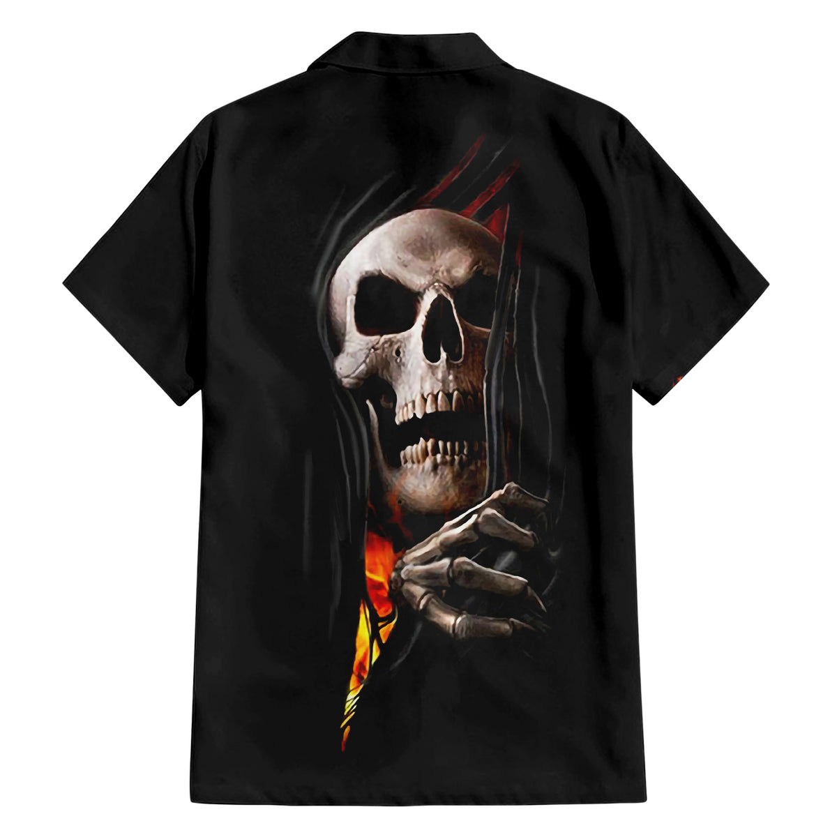 Skull Hawaiian Shirt Skeleton Ripped Inside Flame - Wonder Print Shop