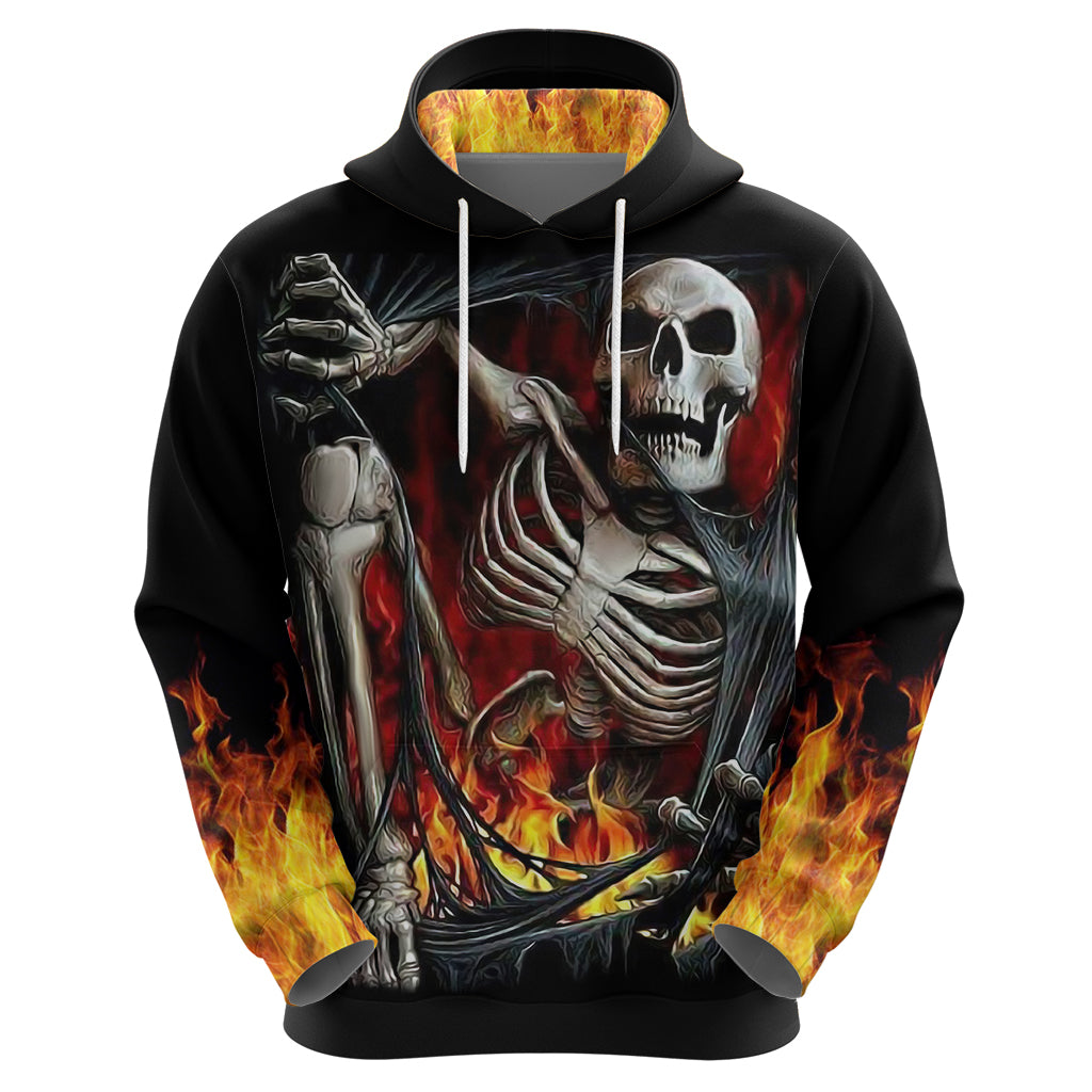 Skull Hoodie Skeleton Ripped Inside Flame - Wonder Print Shop