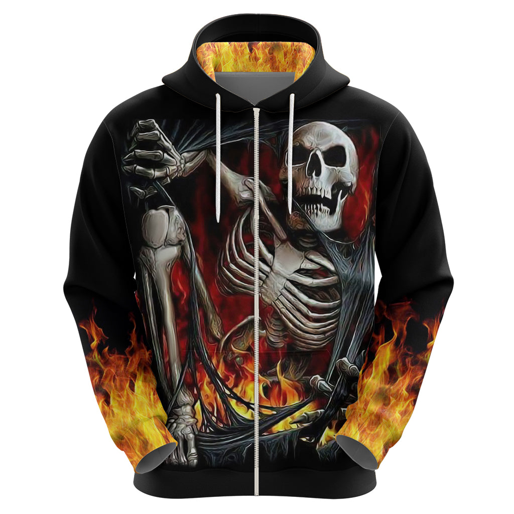 Skull Hoodie Skeleton Ripped Inside Flame - Wonder Print Shop