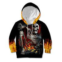 Skull Kid Hoodie Skeleton Ripped Inside Flame - Wonder Print Shop
