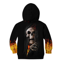 Skull Kid Hoodie Skeleton Ripped Inside Flame - Wonder Print Shop