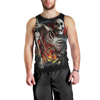 Skull Men Tank Top Skeleton Ripped Inside Flame DT01