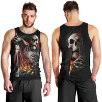 Skull Men Tank Top Skeleton Ripped Inside Flame DT01