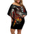 Skull Off Shoulder Short Dress Skeleton Ripped Inside Flame - Wonder Print Shop
