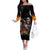 Skull Off The Shoulder Long Sleeve Dress Skeleton Ripped Inside Flame - Wonder Print Shop