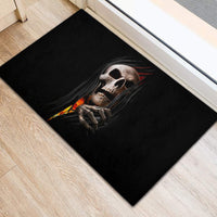 Skull Rubber Doormat Skeleton Ripped Inside Flame - Wonder Print Shop
