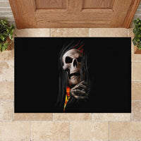 Skull Rubber Doormat Skeleton Ripped Inside Flame - Wonder Print Shop