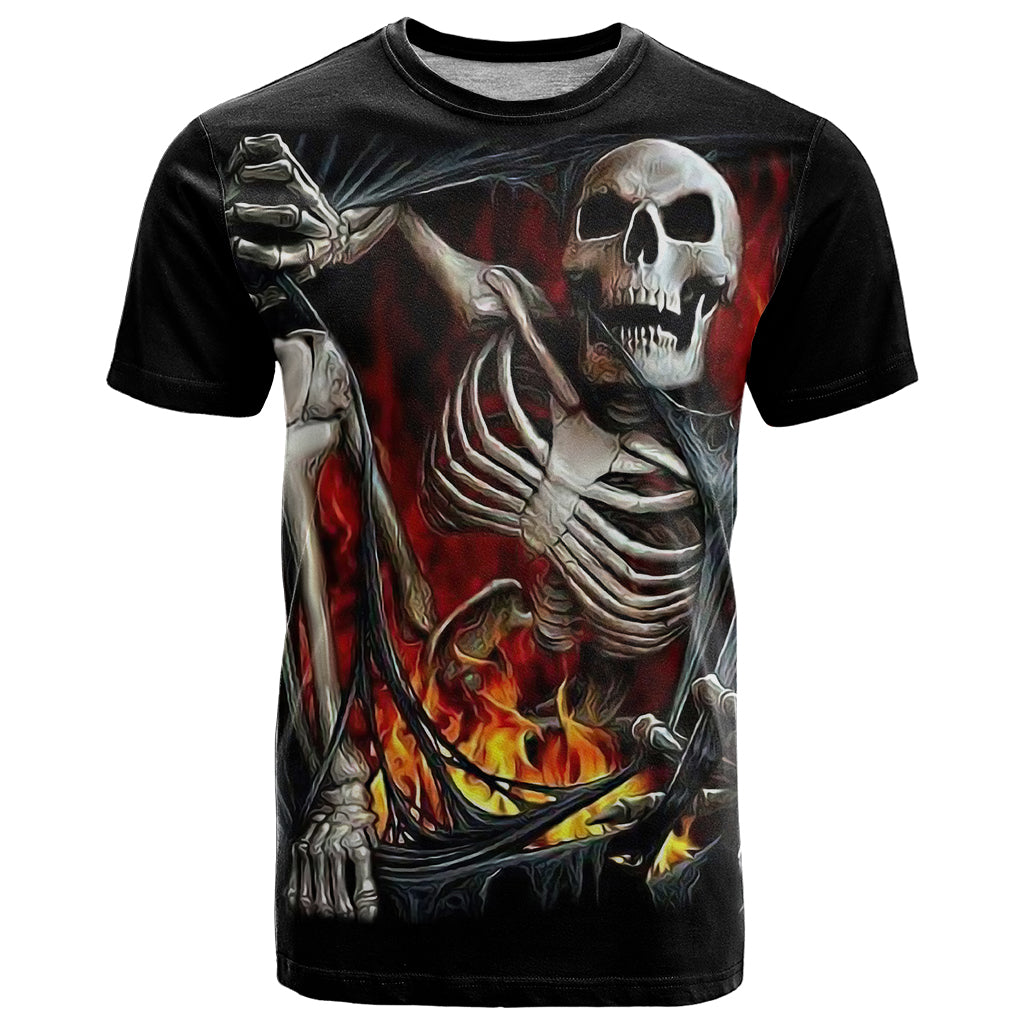 Skull T Shirt Skeleton Ripped Inside Flame - Wonder Print Shop