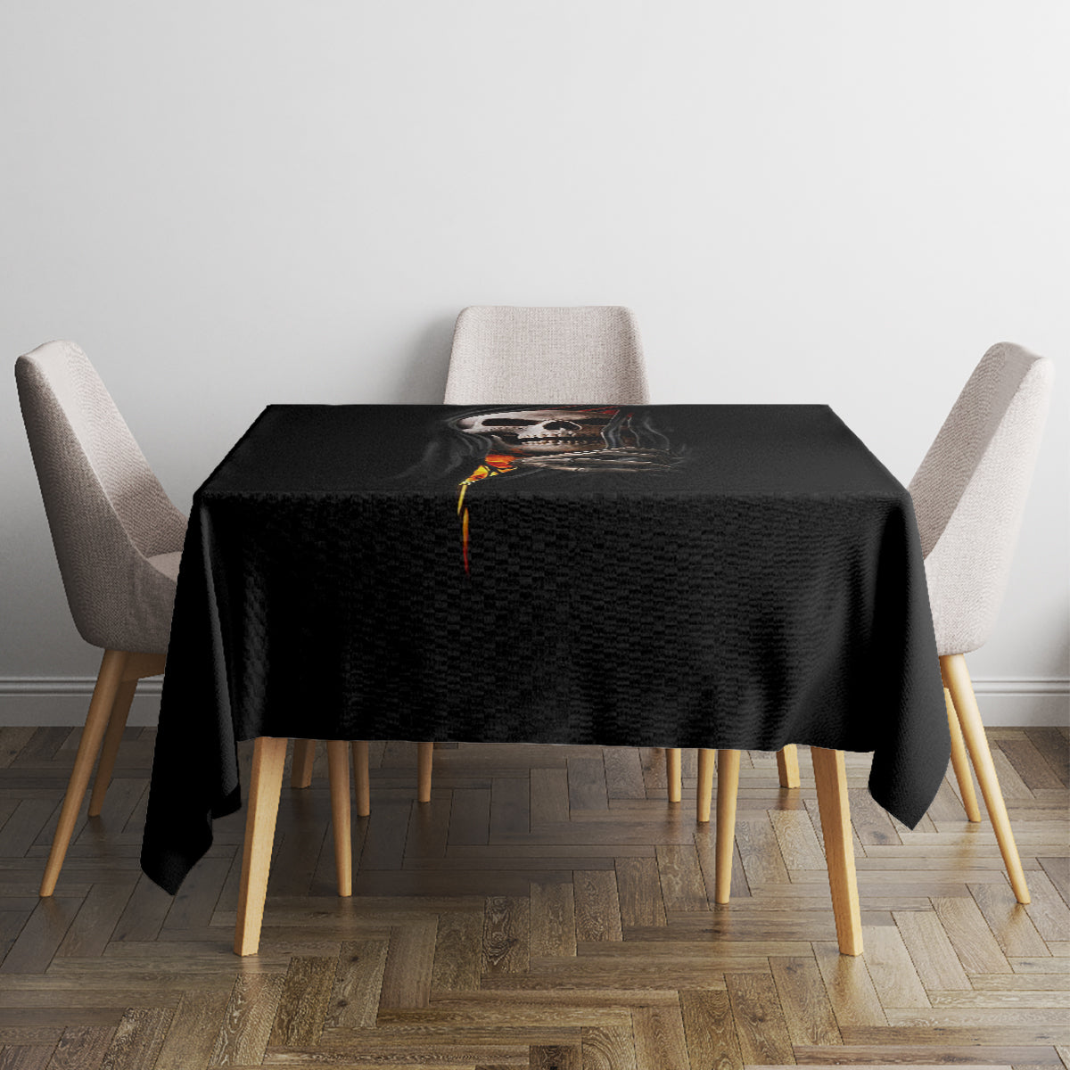 Skull Tablecloth Skeleton Ripped Inside Flame - Wonder Print Shop