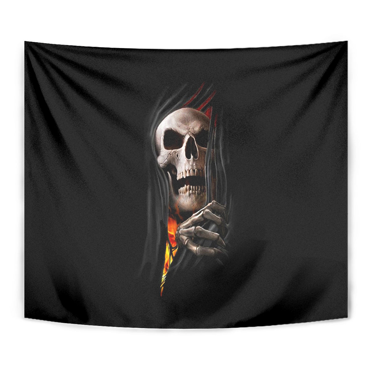 Skull Tapestry Skeleton Ripped Inside Flame - Wonder Print Shop
