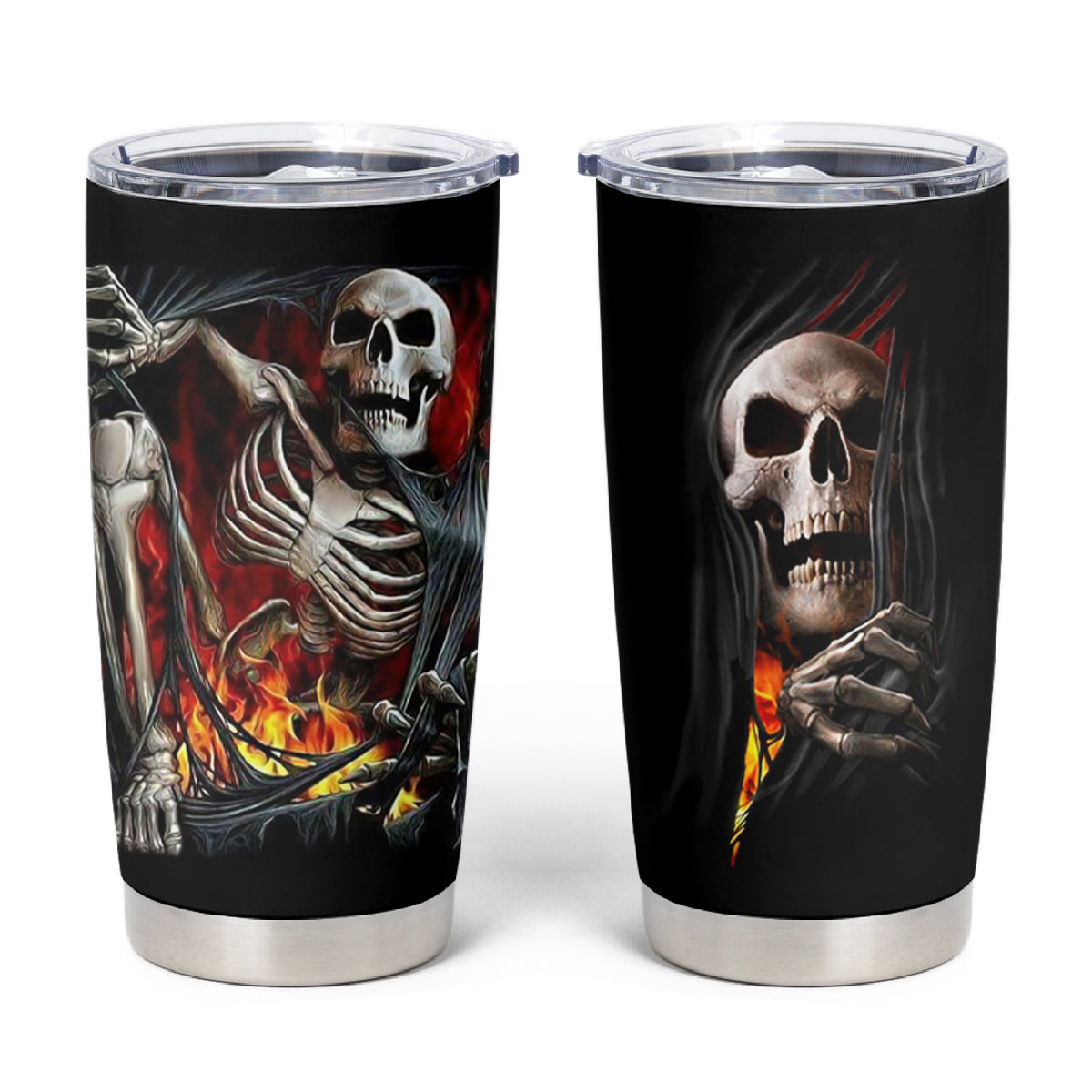 Skull Tumbler Cup Skeleton Ripped Inside Flame - Wonder Print Shop