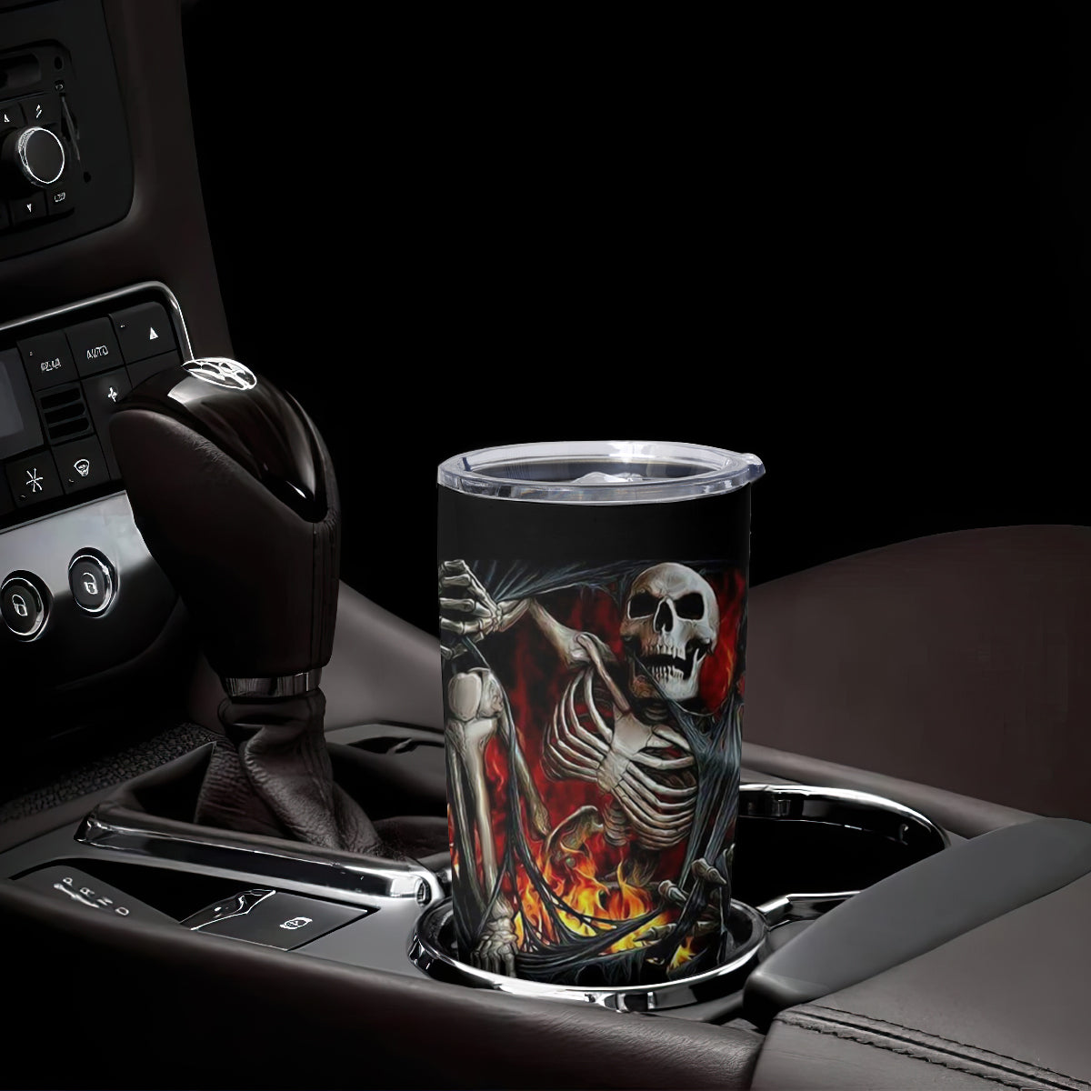 Skull Tumbler Cup Skeleton Ripped Inside Flame - Wonder Print Shop