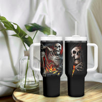 Skull Tumbler With Handle Skeleton Ripped Inside Flame - Wonder Print Shop