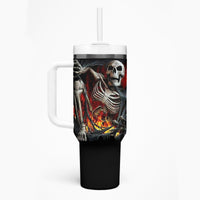Skull Tumbler With Handle Skeleton Ripped Inside Flame - Wonder Print Shop