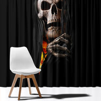 Skull Window Curtain Skeleton Ripped Inside Flame - Wonder Print Shop