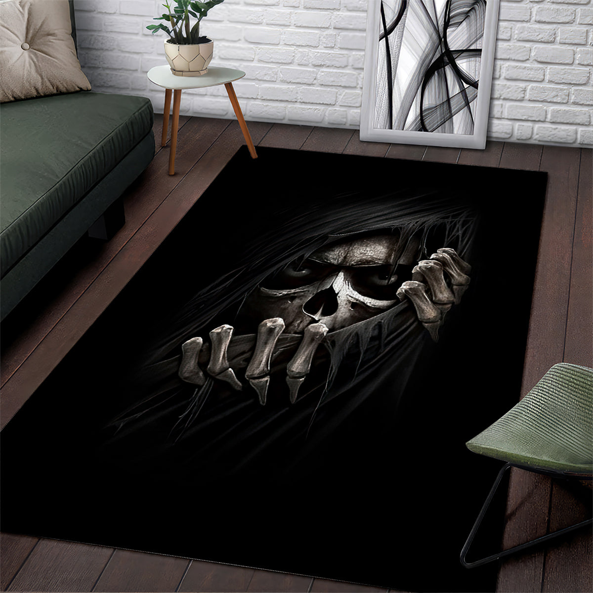 Skull Area Rug Evil Skeleton Look Inside - Wonder Print Shop