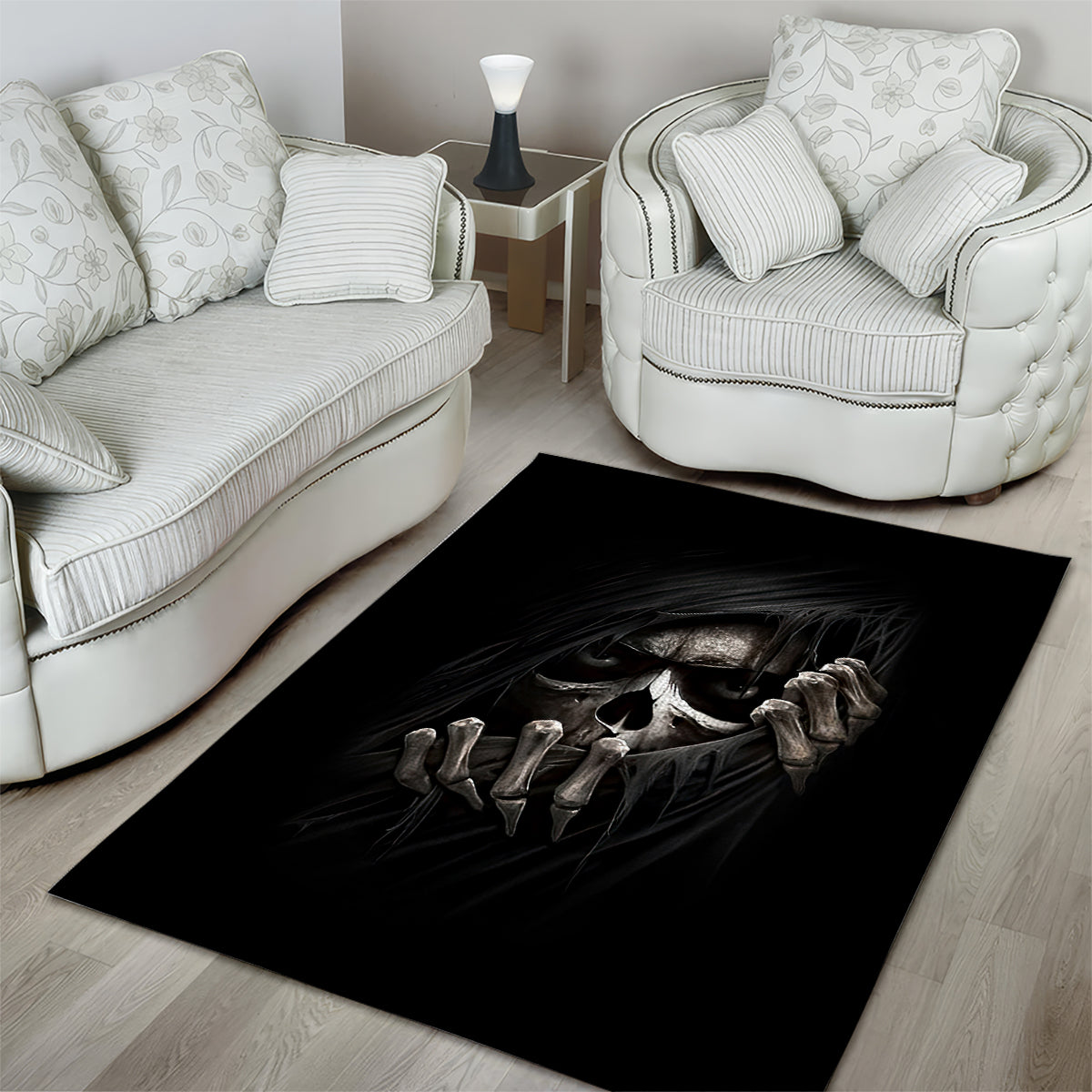 Skull Area Rug Evil Skeleton Look Inside - Wonder Print Shop