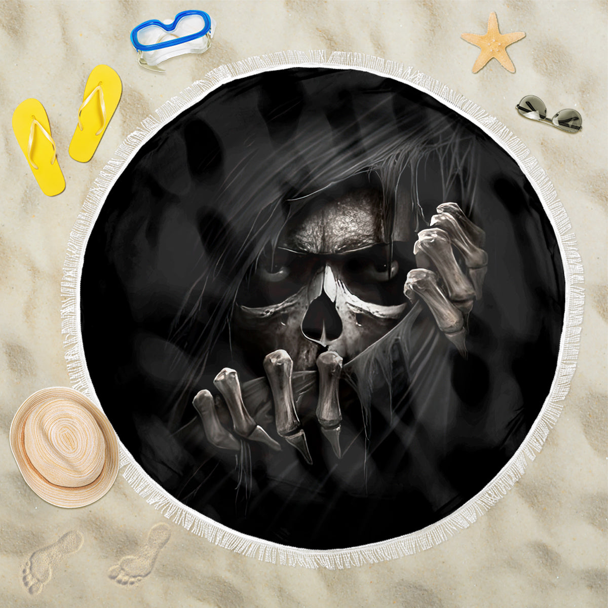 Skull Beach Blanket Evil Skeleton Look Inside - Wonder Print Shop