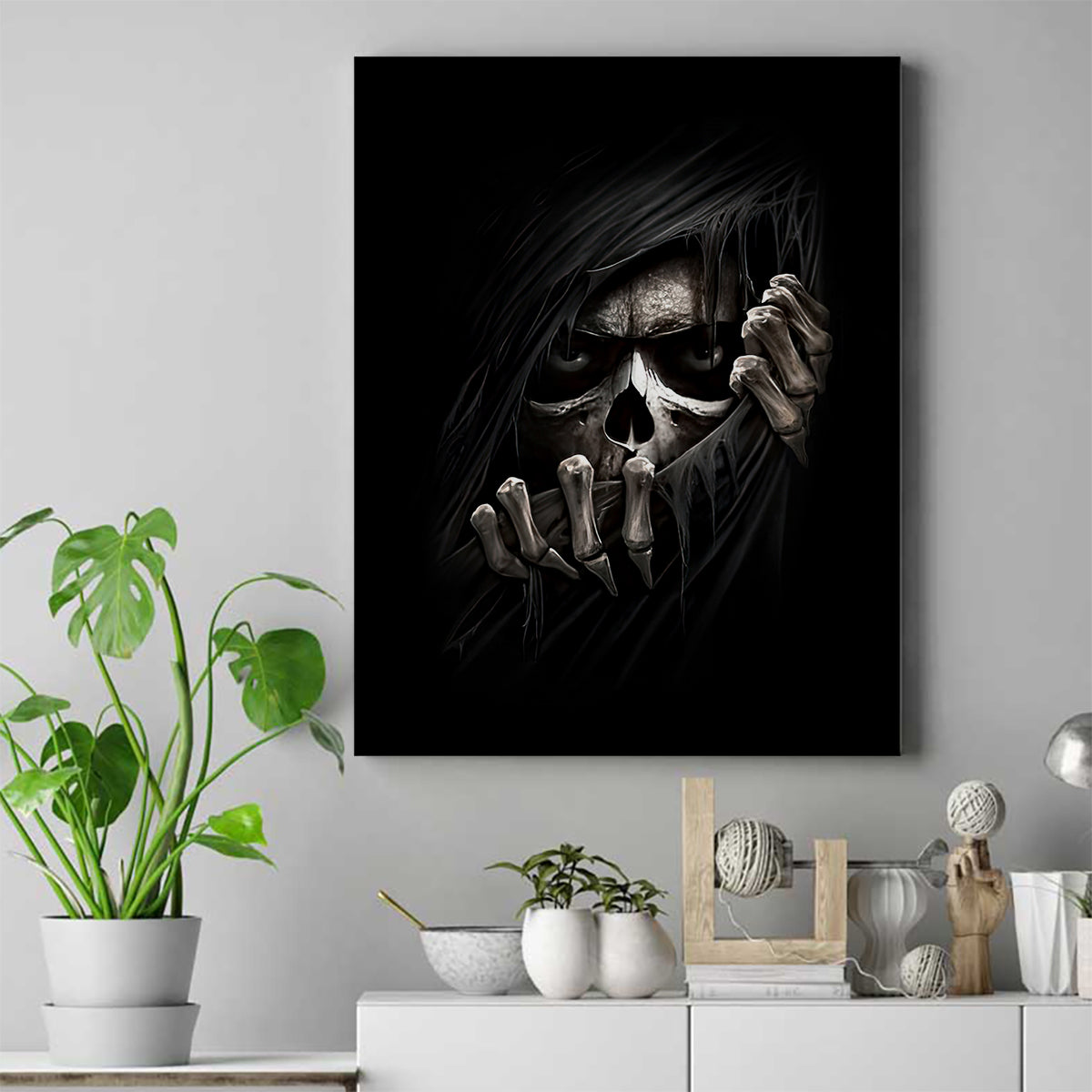 Skull Canvas Wall Art Evil Skeleton Look Inside - Wonder Print Shop