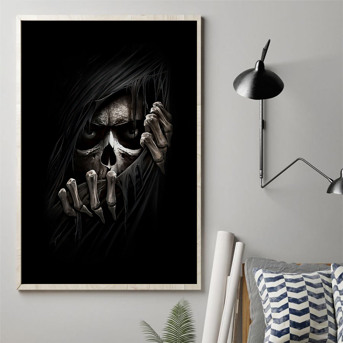Skull Canvas Wall Art Evil Skeleton Look Inside - Wonder Print Shop
