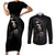 Skull Couples Matching Short Sleeve Bodycon Dress and Long Sleeve Button Shirts Evil Skeleton Look Inside - Wonder Print Shop