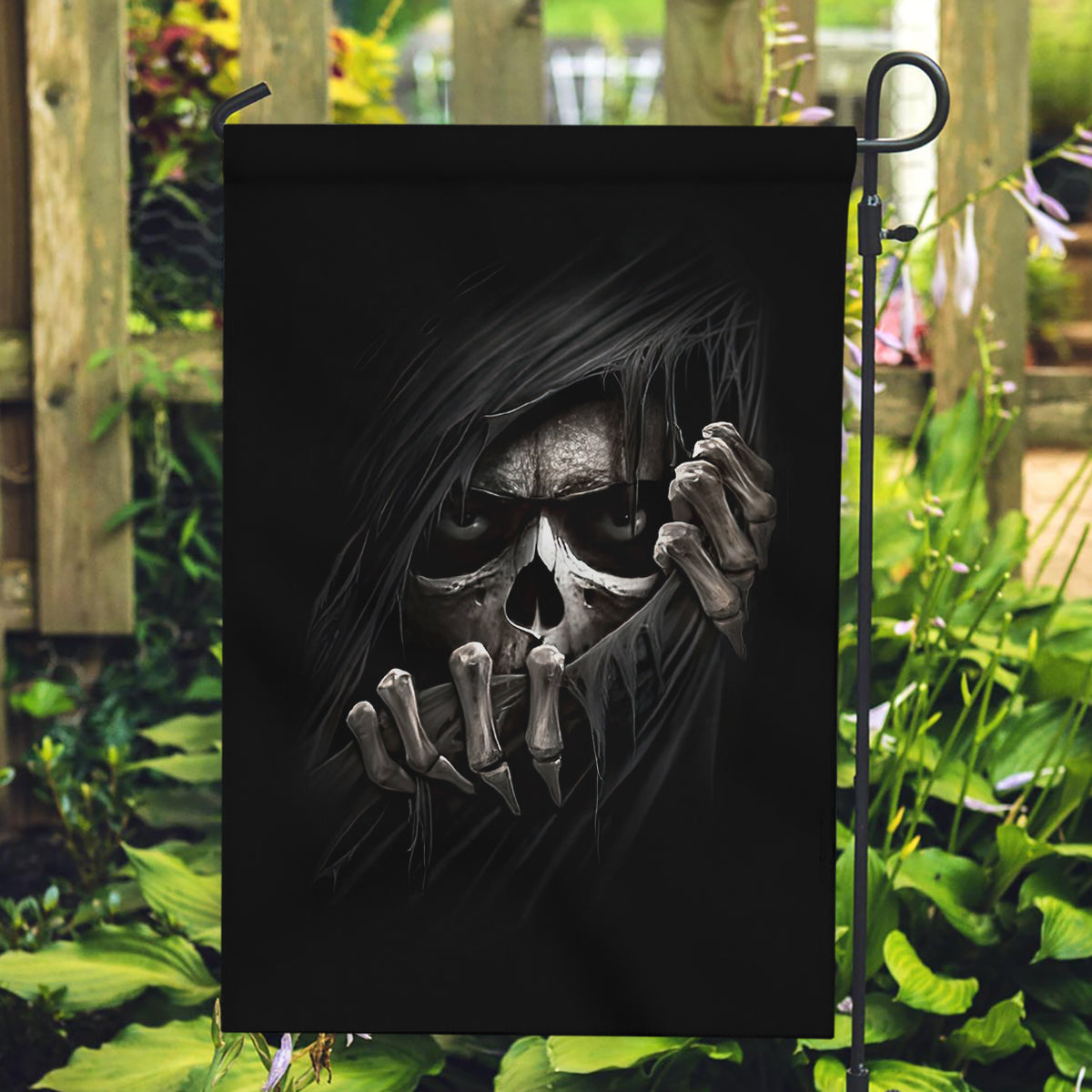Skull Garden Flag Evil Skeleton Look Inside - Wonder Print Shop