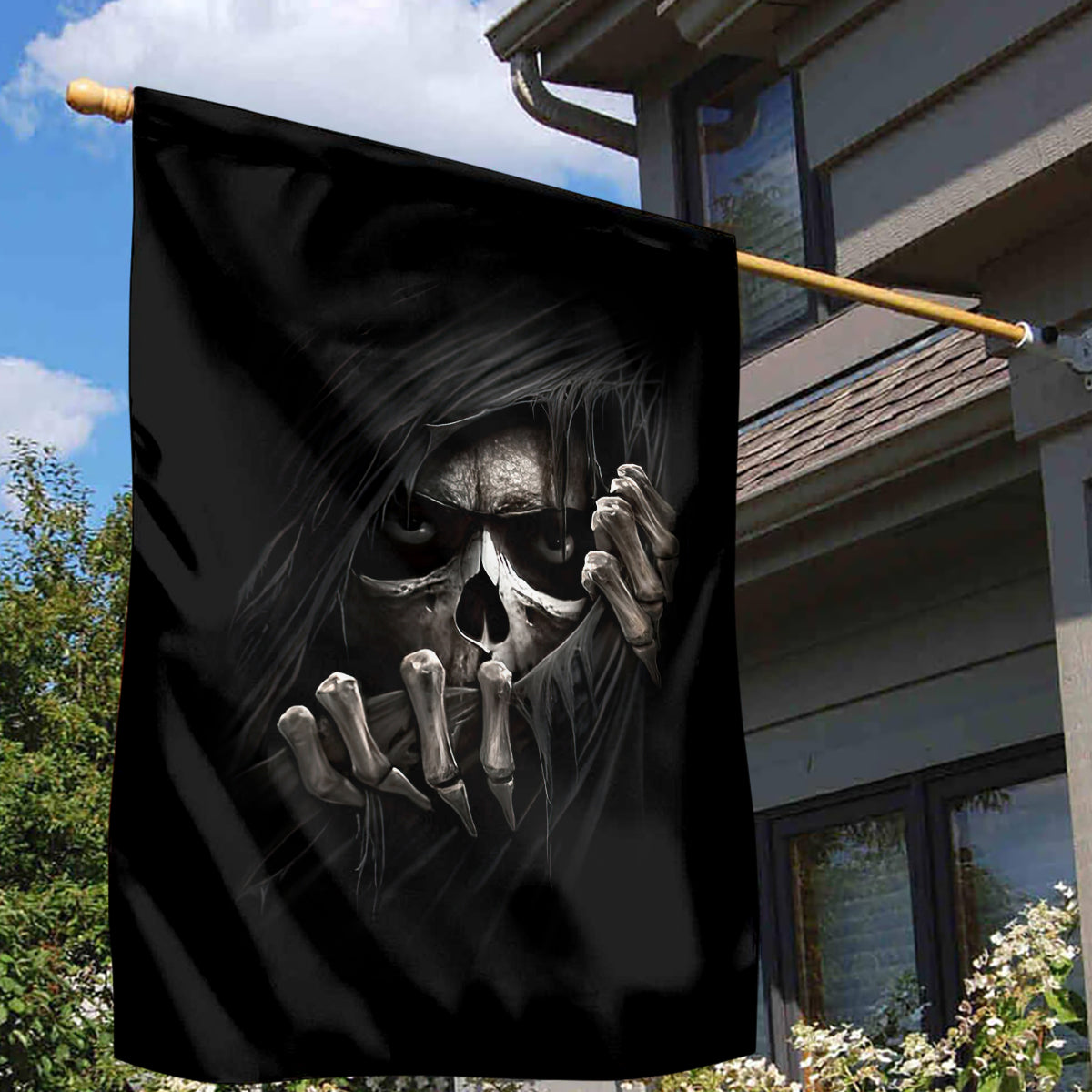 Skull Garden Flag Evil Skeleton Look Inside - Wonder Print Shop