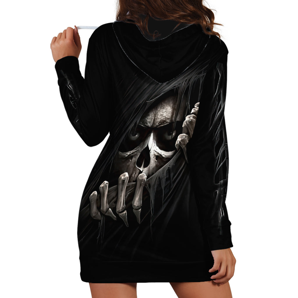 Skull Hoodie Dress Evil Skeleton Look Inside - Wonder Print Shop