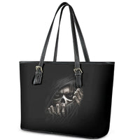 Skull Leather Tote Bag Evil Skeleton Look Inside - Wonder Print Shop