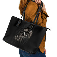 Skull Leather Tote Bag Evil Skeleton Look Inside - Wonder Print Shop